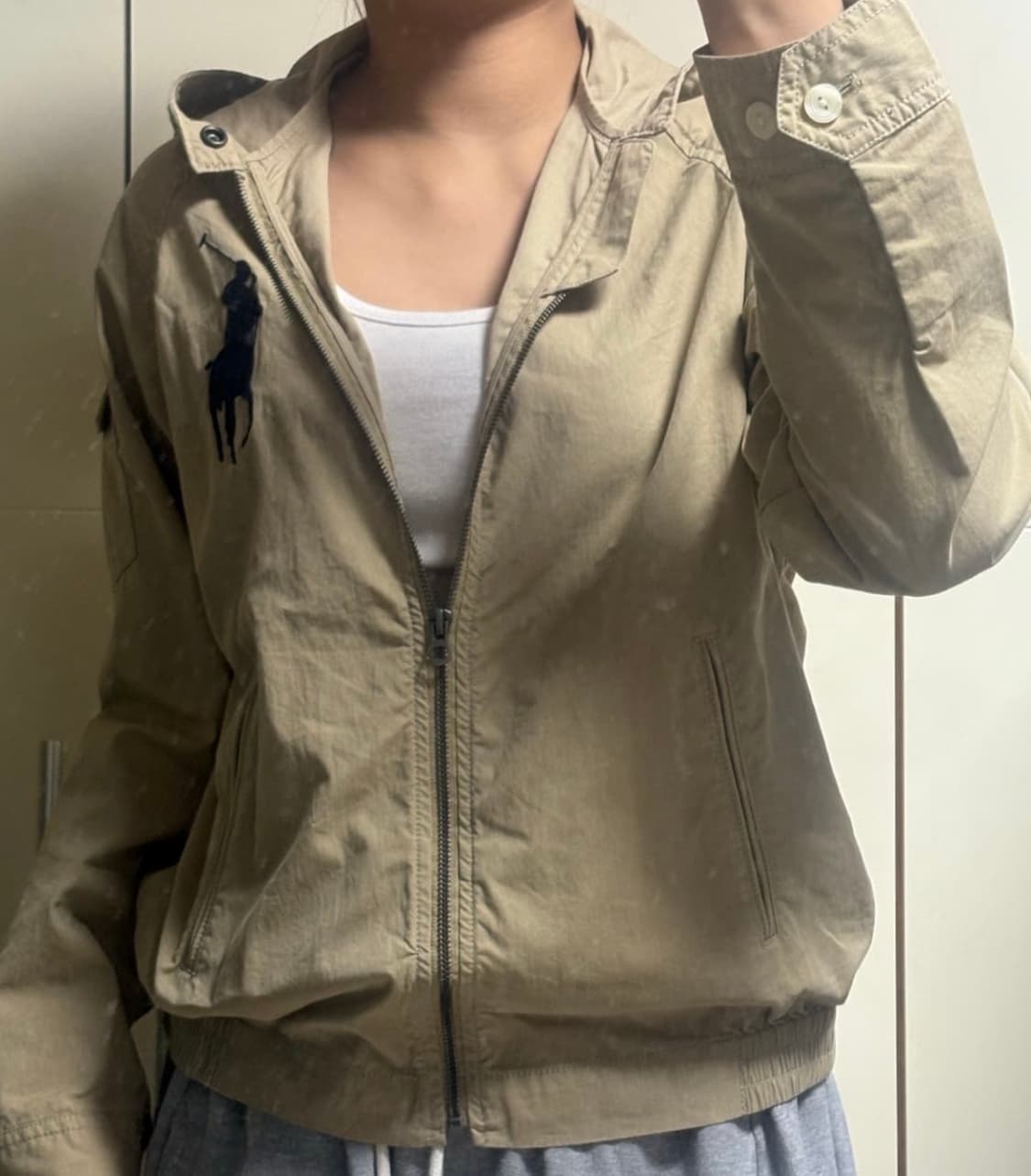 폴로 빅포니 블루종 후드집업 자켓 베이지 상품이미지1