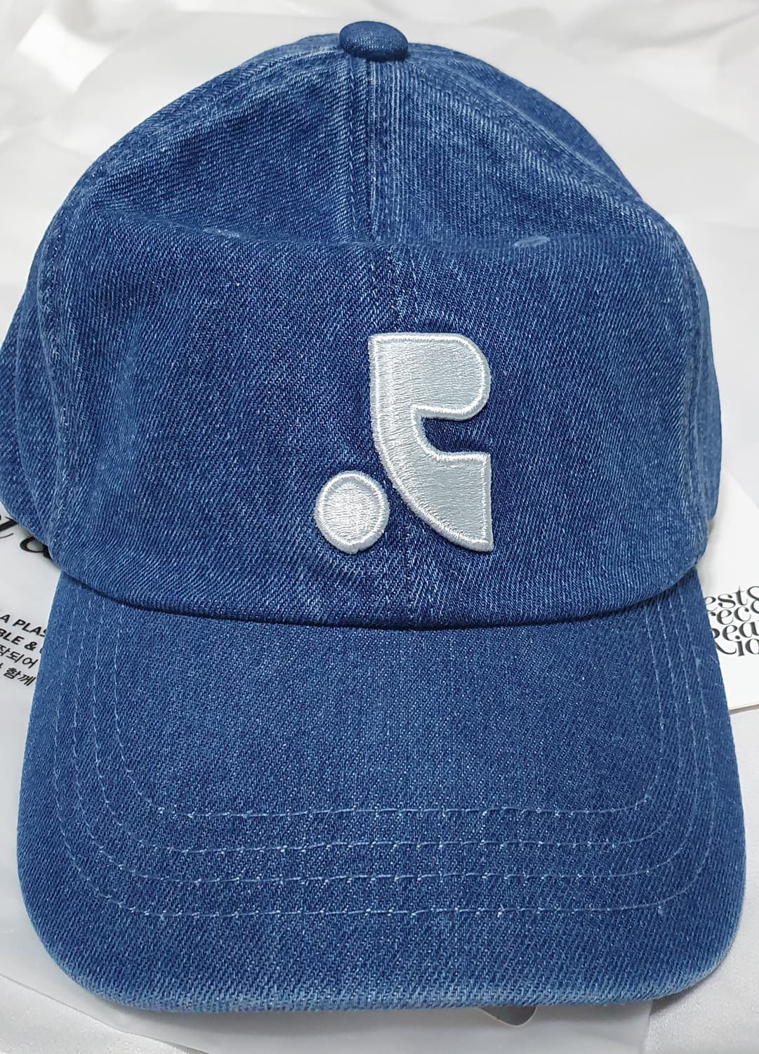 화이트 블루 진청 레스트앤레크레이션 데님 볼캡 모자   상품이미지3