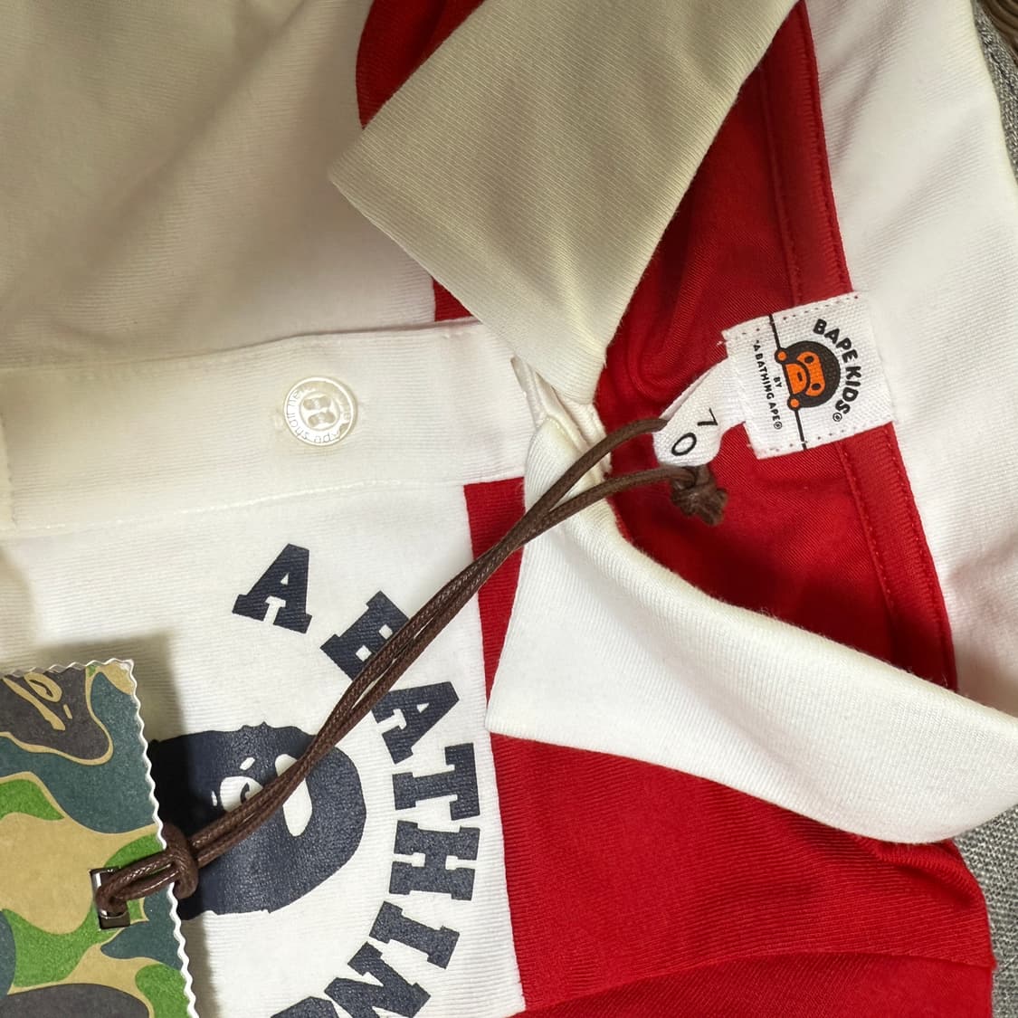 베이프 키즈 패널 스트라이프 폴로 셔츠 레이어드 바디수트 상품이미지3