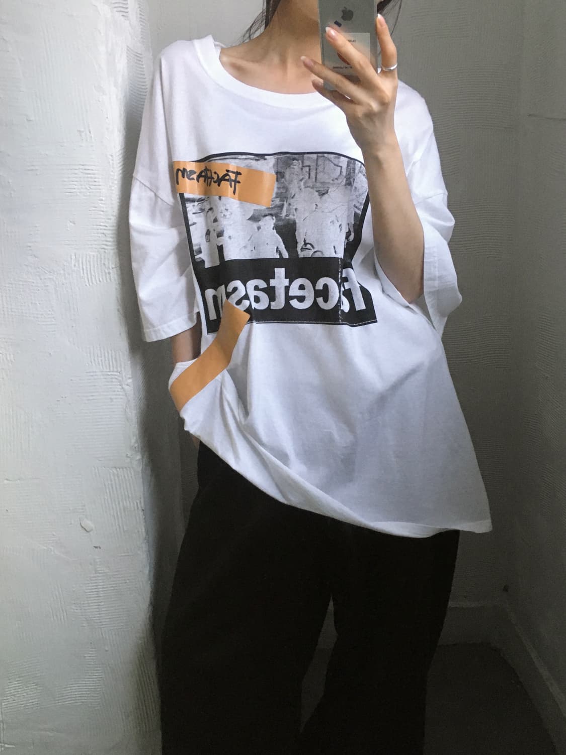 Facetasm 파세타즘 테이프 오버 화이트 티셔츠 상품이미지3