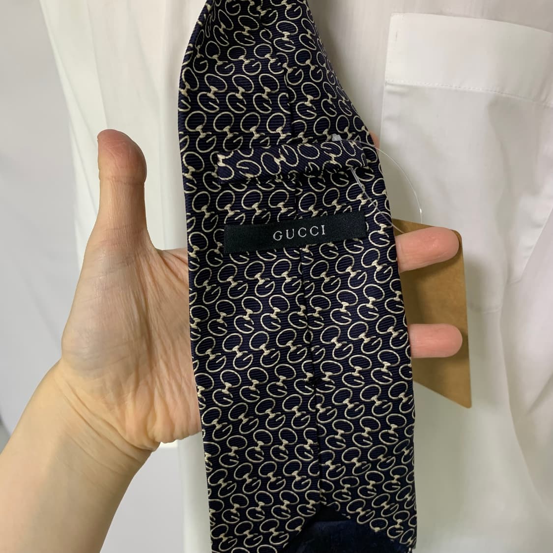 구찌 로고 패턴 실크 볼드 넥타이 이태리 빈티지 블랙 골드 상품이미지3