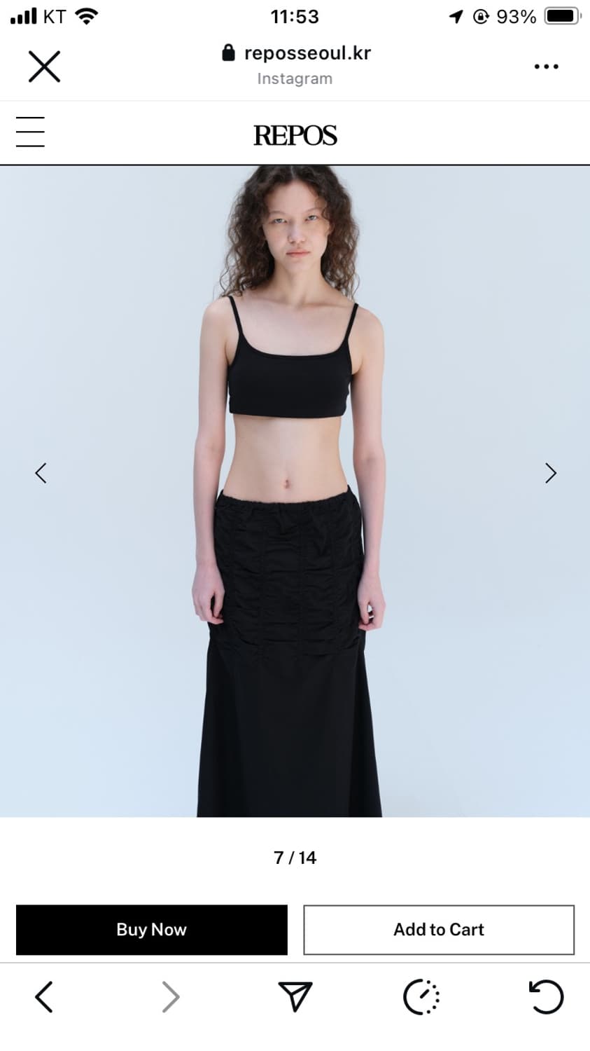 COTTON GATHERING SKIRTS (BLACK) 상품이미지4