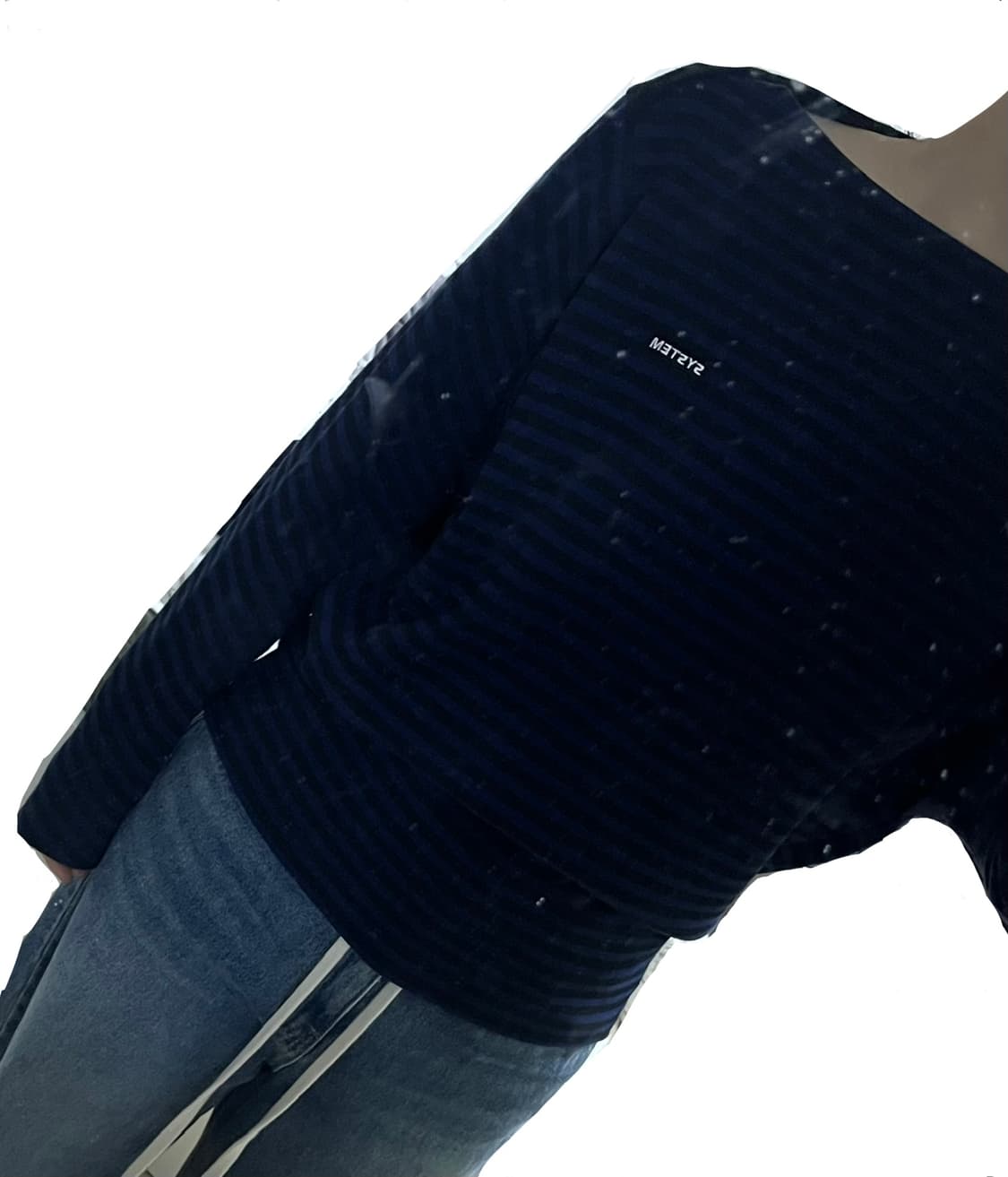 한섬 시스템 스트라이프 보트넥 니트 탑 상품이미지6