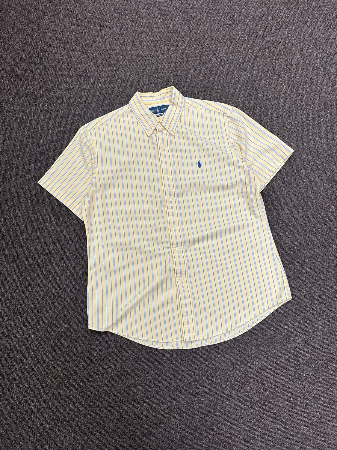 XL)폴로 랄프로렌 옐로우 스트라이프 옥스포드 반팔 셔츠 상품이미지1