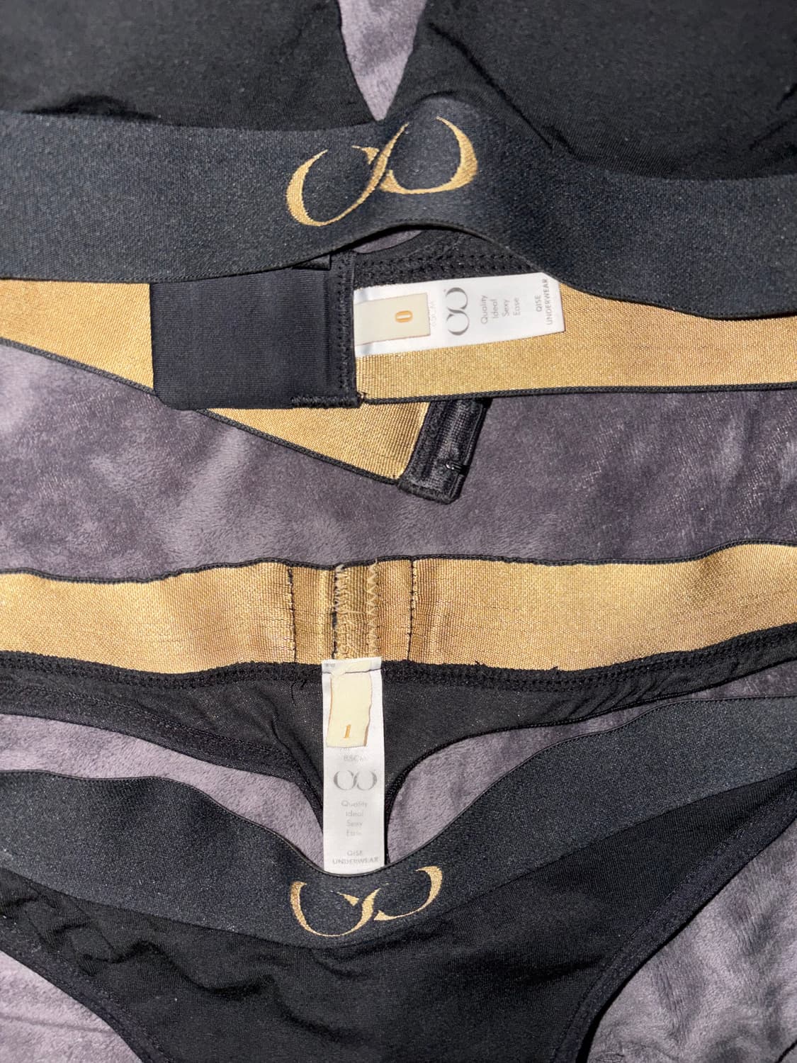 qise 바프용 섹시 고급 블랙 골드 뫼비우스 배색 깔롱 속옷 세 상품이미지2