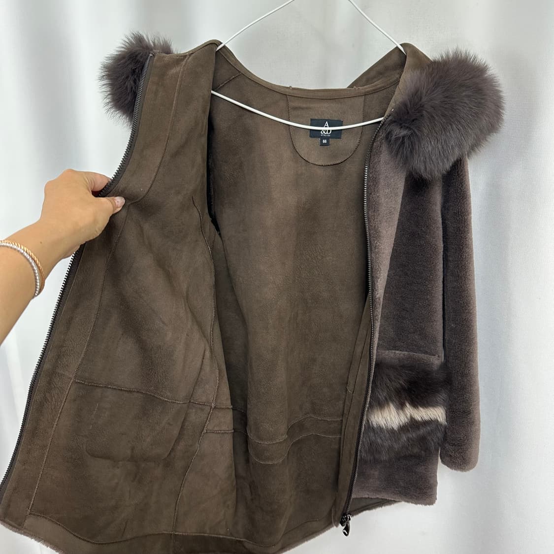 에이앤디 여자 사가퍼 천연모피 양모100% 후드자켓 66  상품이미지7