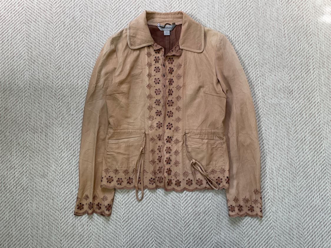 스포츠막스 플로럴 펀칭 디테일 리얼 레더 자켓 상품이미지4