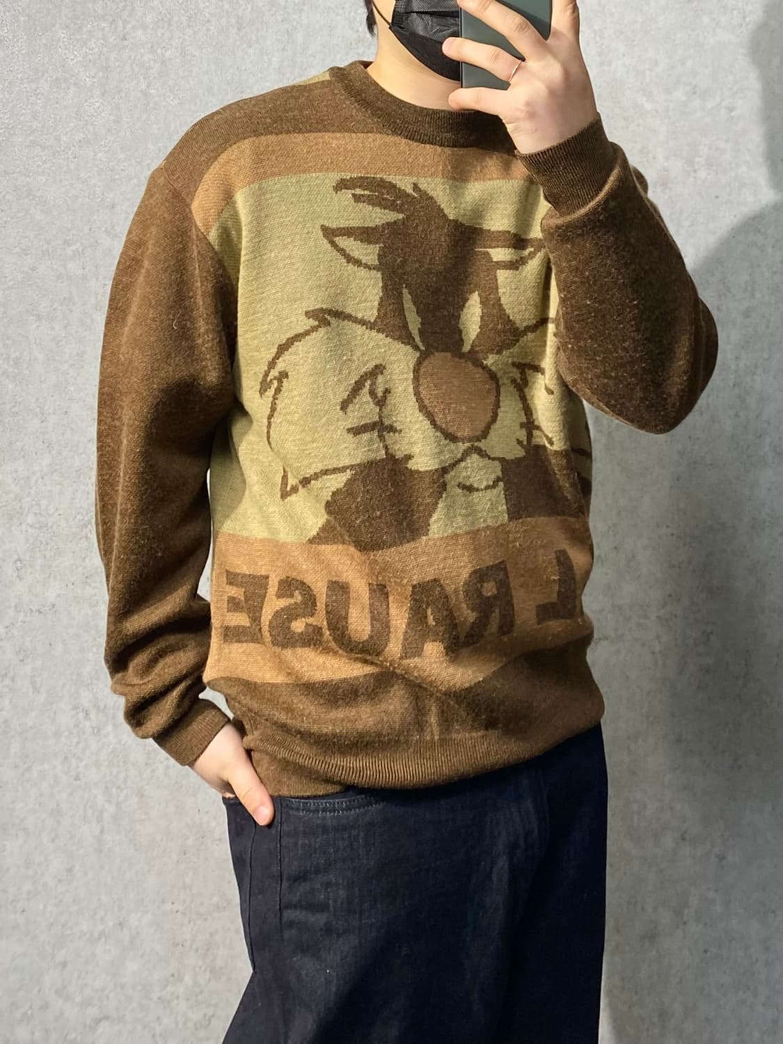 [50] BOLL RAUSE 루니툰즈 자수 브라운 울 니트 상품이미지8