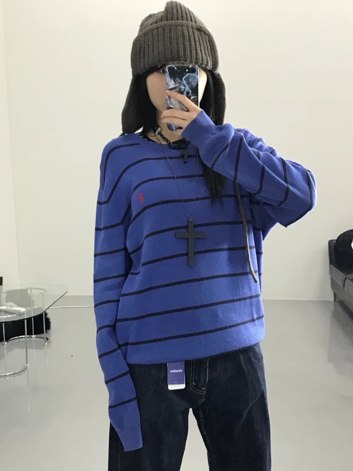 폴로랄프로렌 스트라이프 블루 니트 상품이미지1