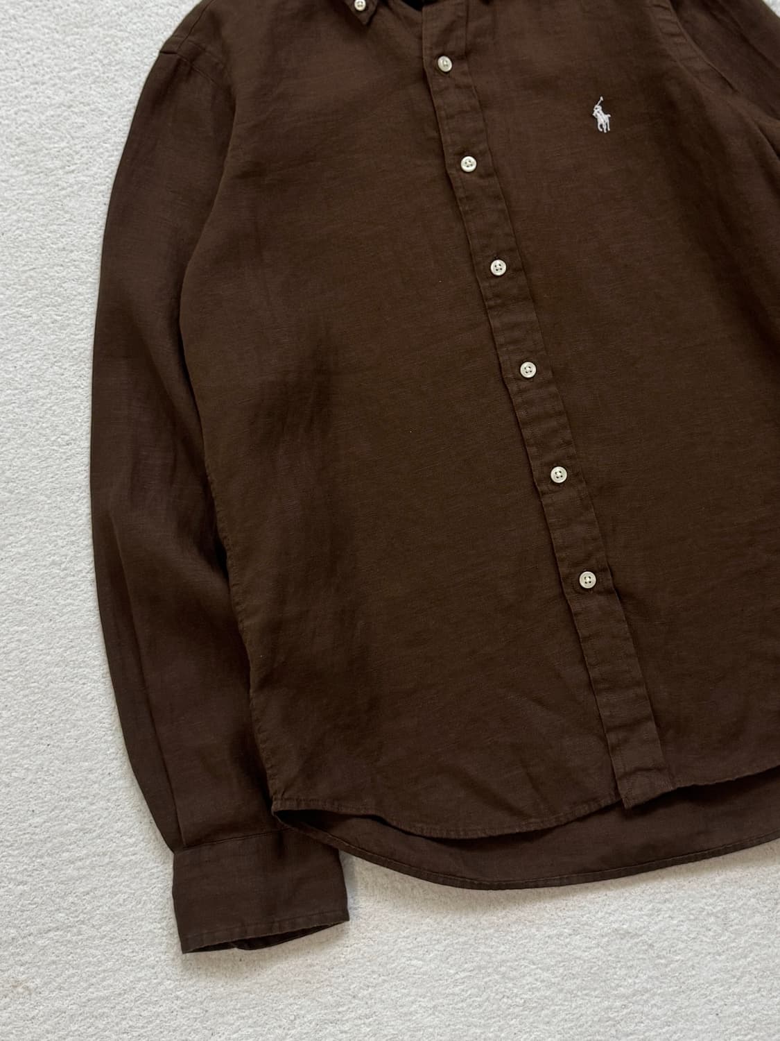 QR 폴로 브라운 린넨 셔츠 상품이미지3