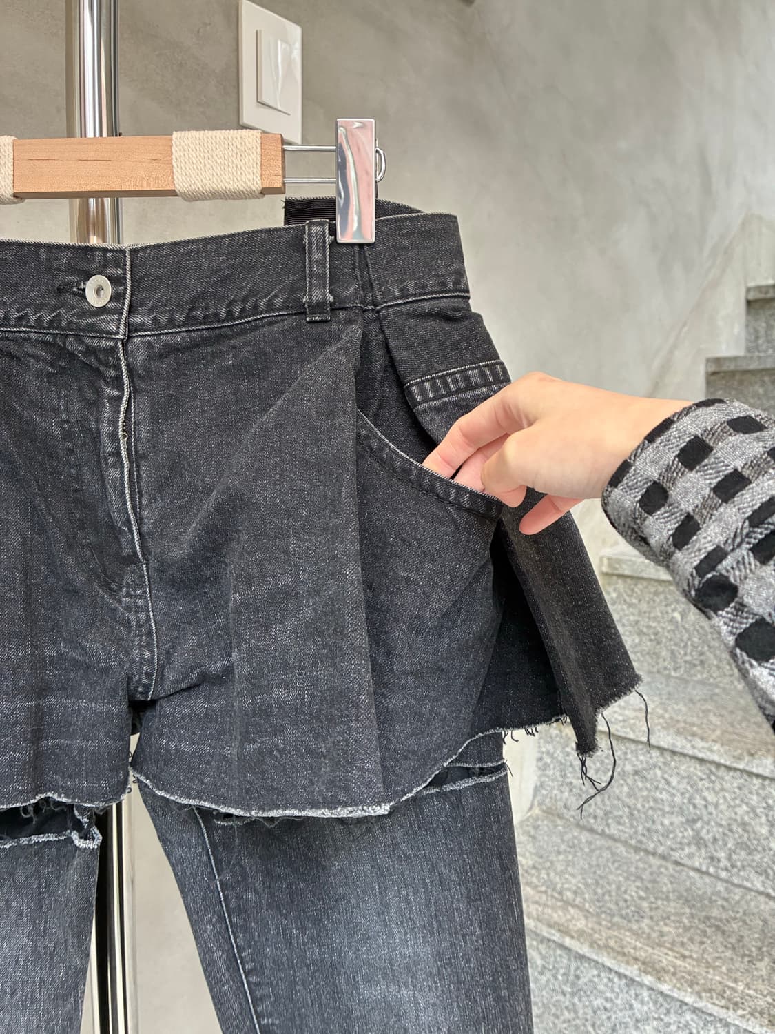 사카이 도킹 데님 팬츠 스커트 상품이미지4