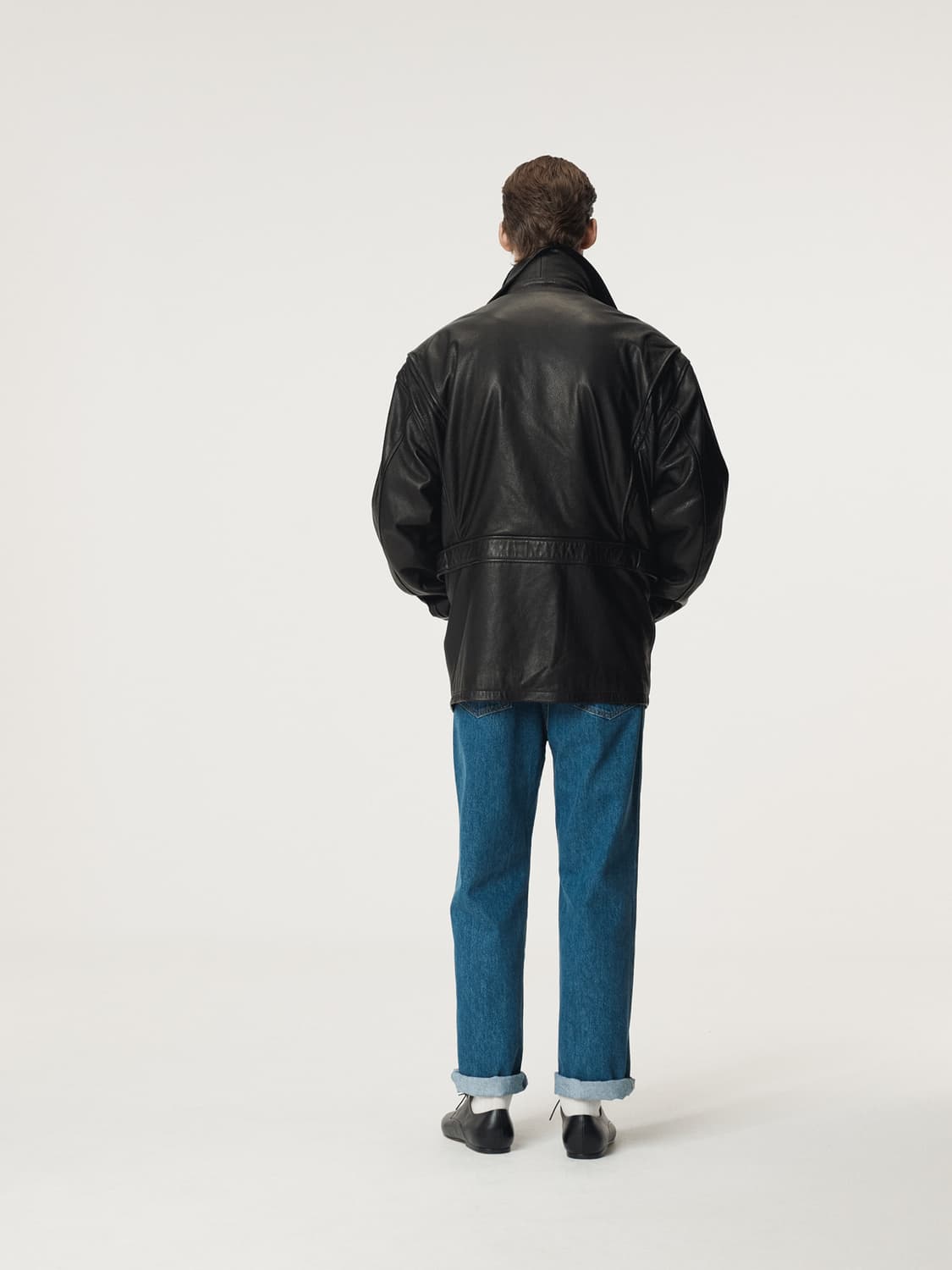 렉토 25FW 빈티지 워싱 그레인 레더 초어자켓 블랙 상품이미지9