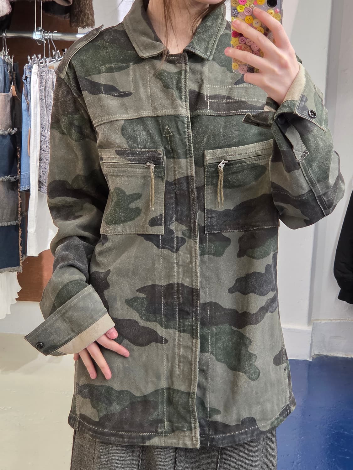 All saints 올세인츠 염소가죽 카모 레더자켓 상품이미지2