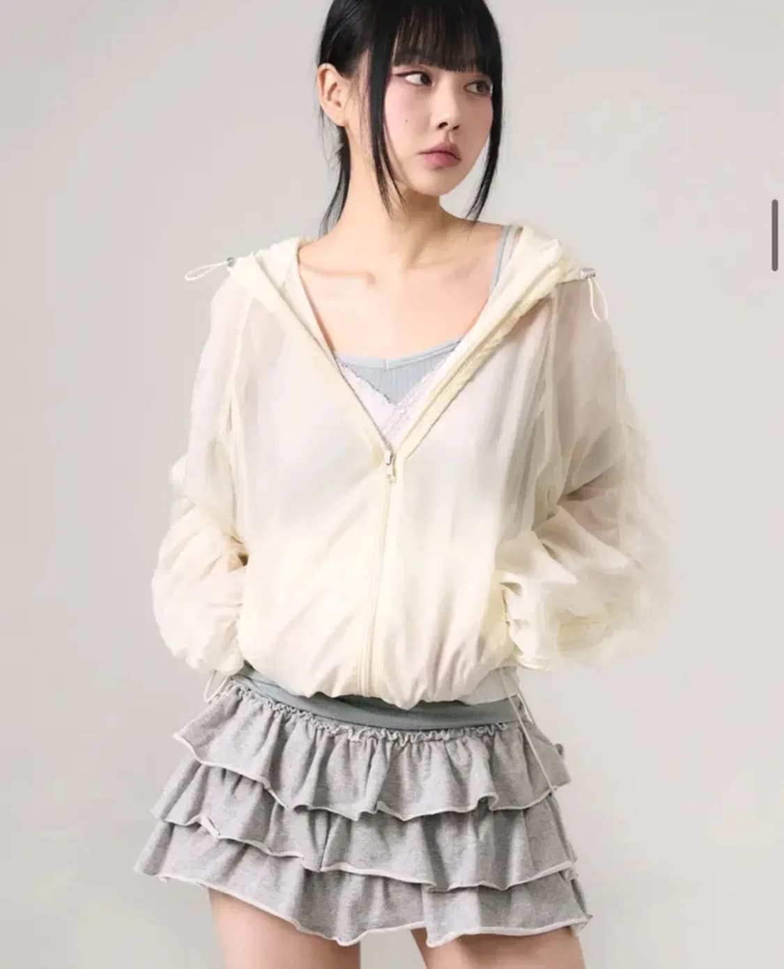 레더리 LEATHERY 퍼커링 시어 윈드 자켓 [CREAM] 상품이미지3
