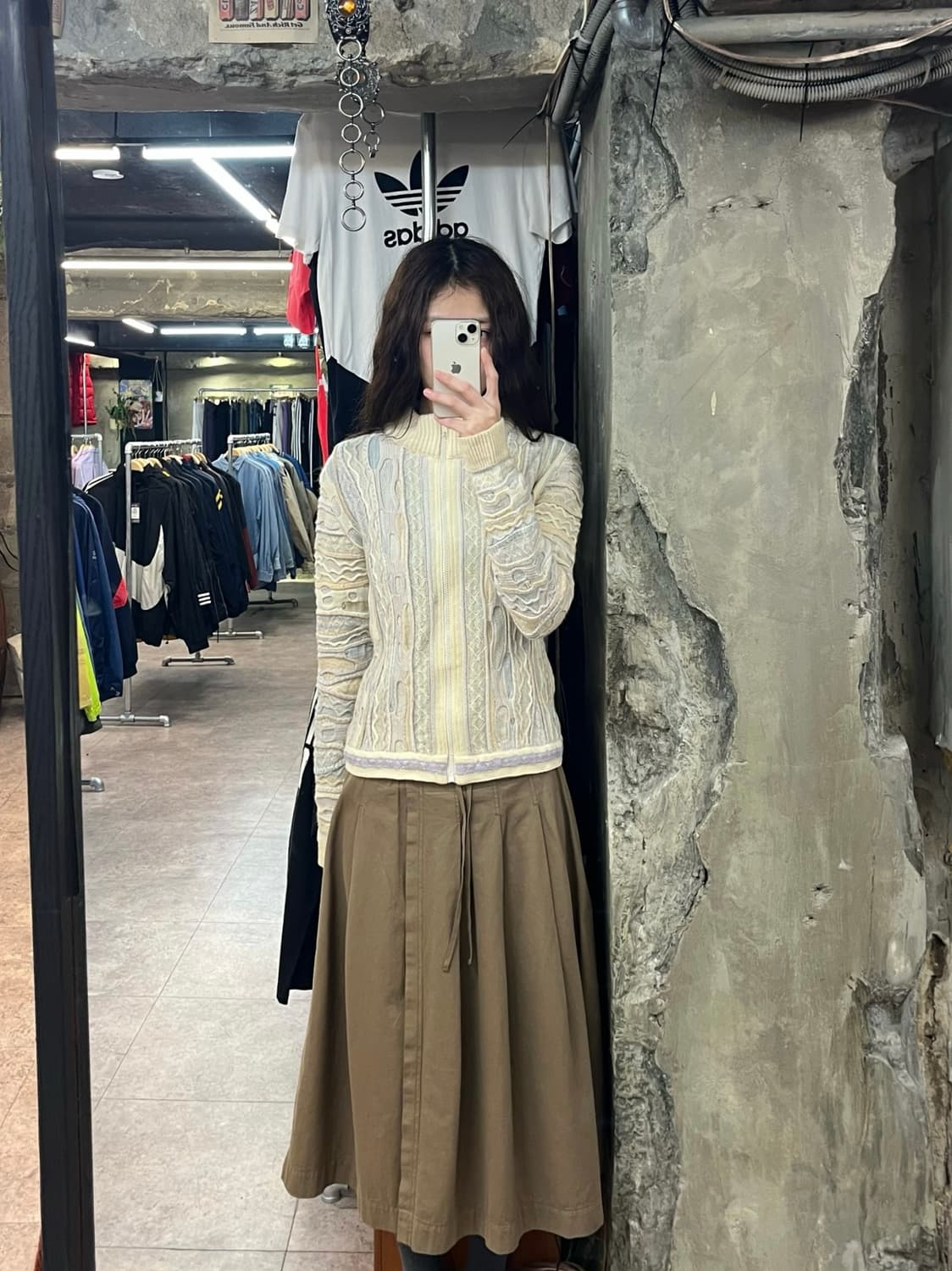 쿠지 케이블 니트 집업 가디건 아이보리 S #csz237 상품이미지2