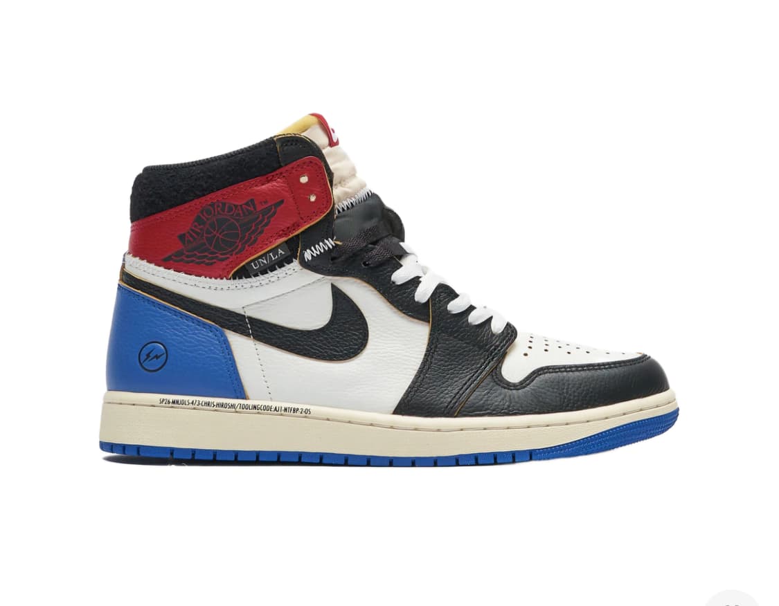 조던 1 x 프라그먼트 x 유니온 블랙 앤 바시티레드 285 상품이미지1