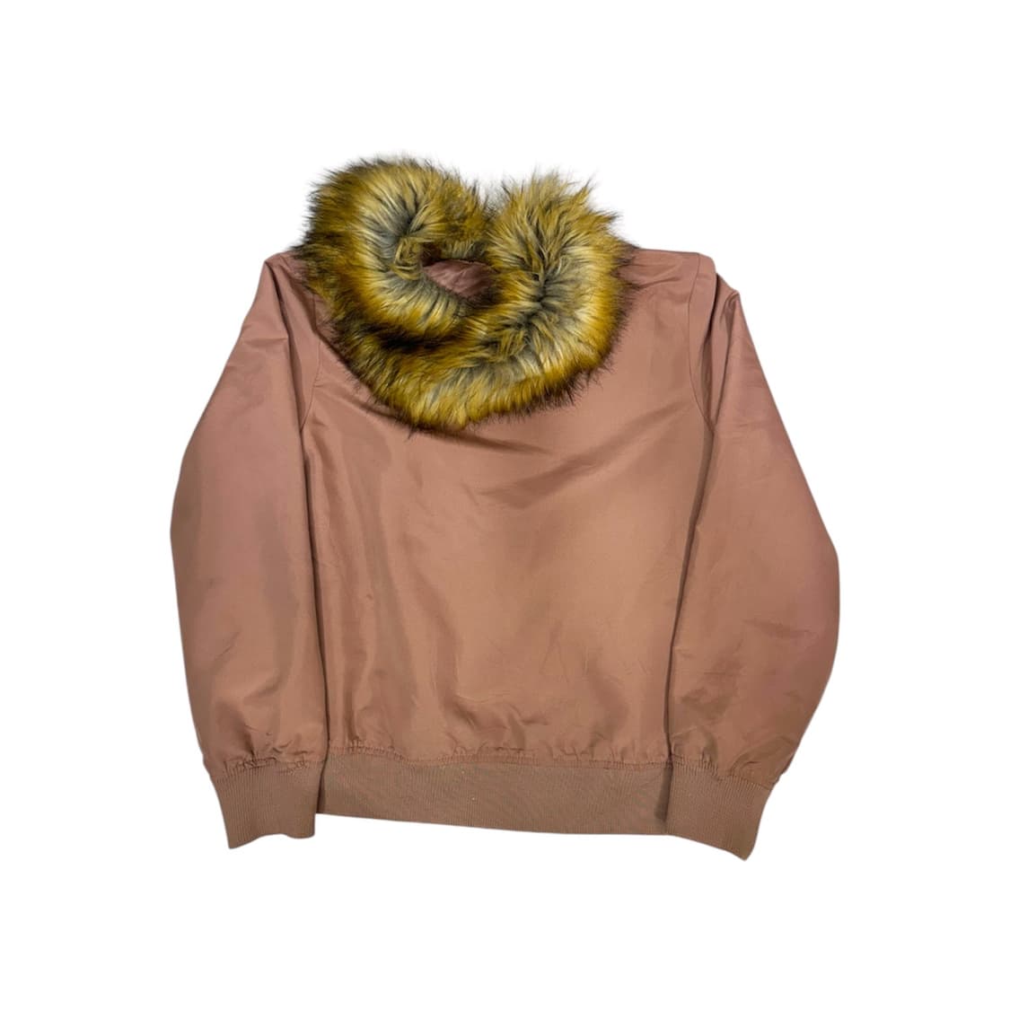 일본 빈티지 핑크 베이지 퍼 모피 울프죠 스카잔 자켓 M 상품이미지5