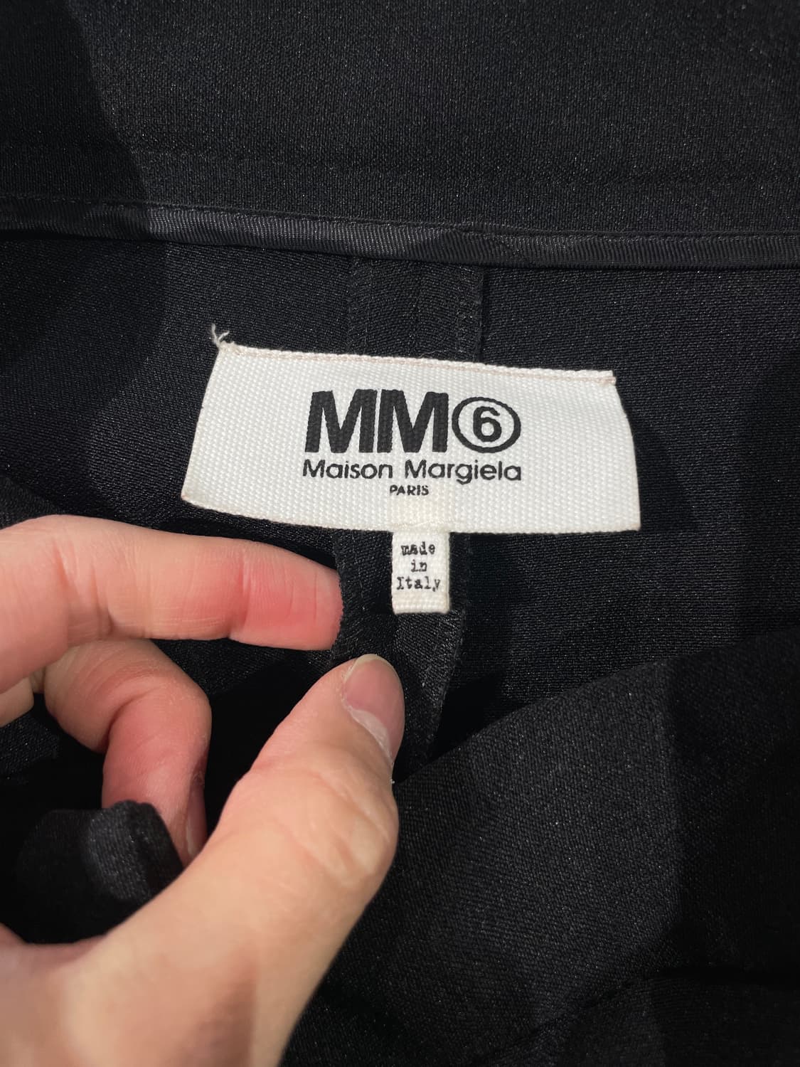 mm6 메종 마르지엘라 블랙 백 스티치 프린지 와이드 슬랙스 상품이미지7