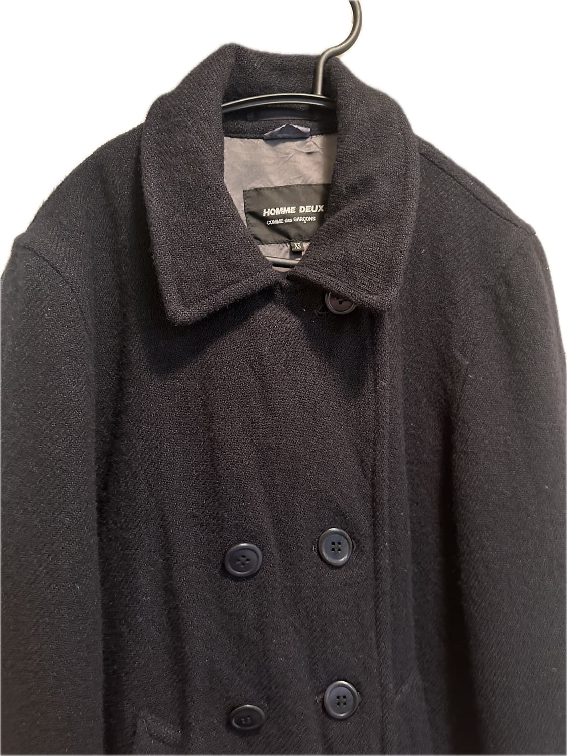 레이가와쿠보 시즌 꼼데가르송 옴므 듀스 축융 울 피코트 상품이미지2