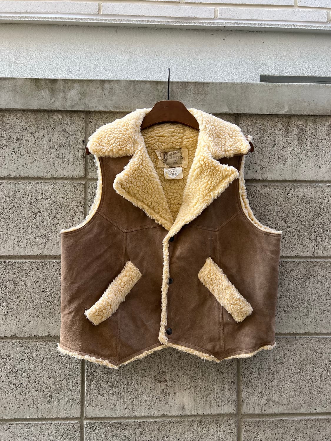 1980s OZARK AMERICAN 스웨이드레더 쉐르파베스트 상품이미지1