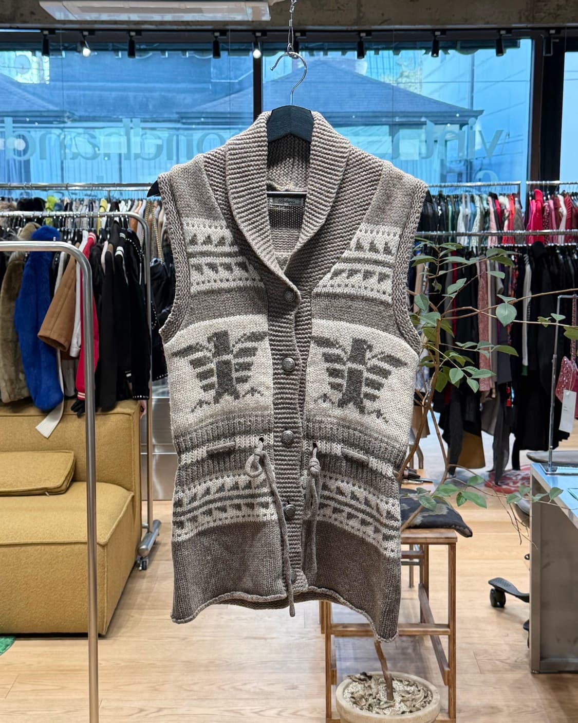 vtg 베이지 코위찬 니트 베스트 상품이미지1