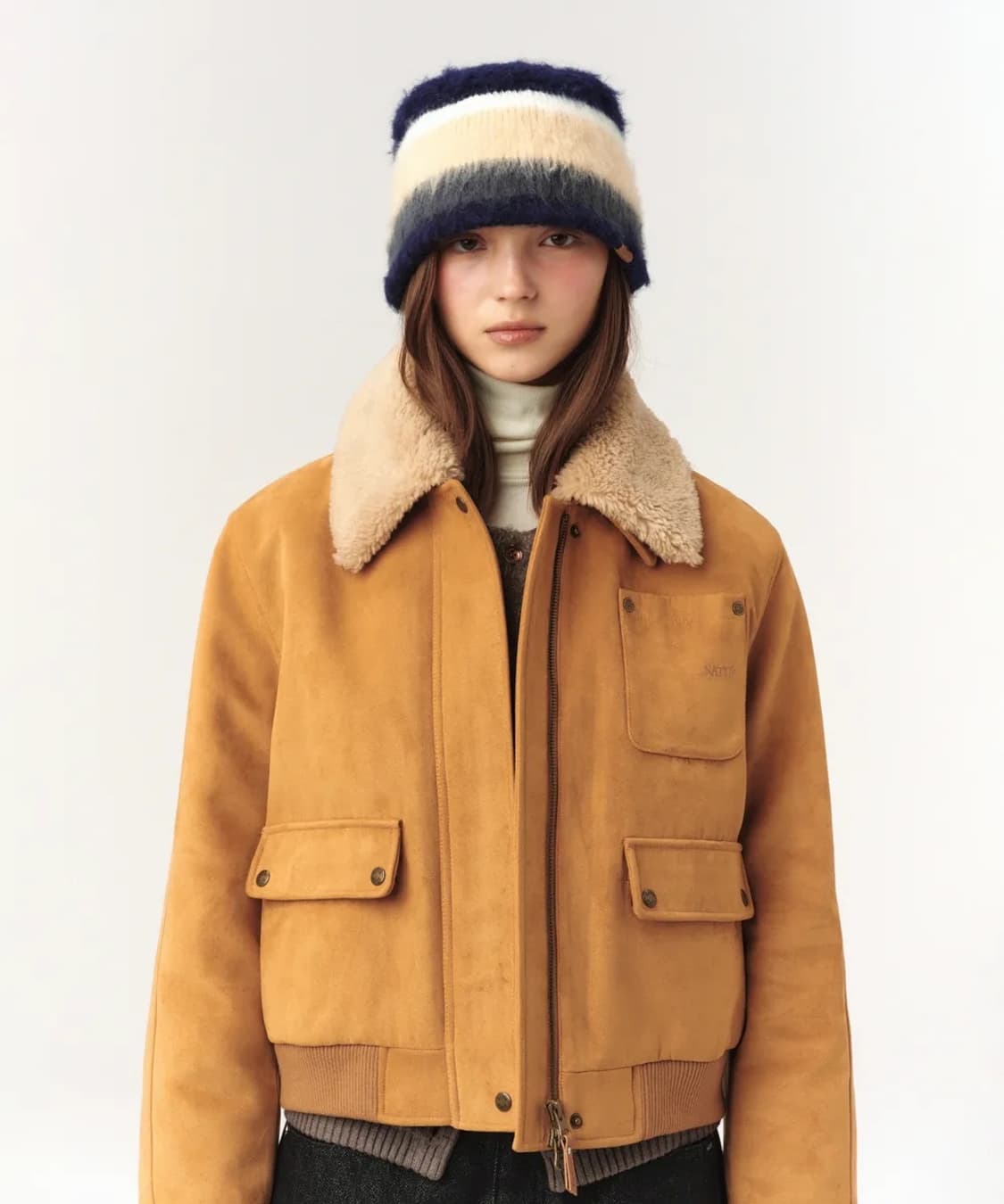 세터 신세틱 스웨이드 블루종 점퍼 카멜 상품이미지3