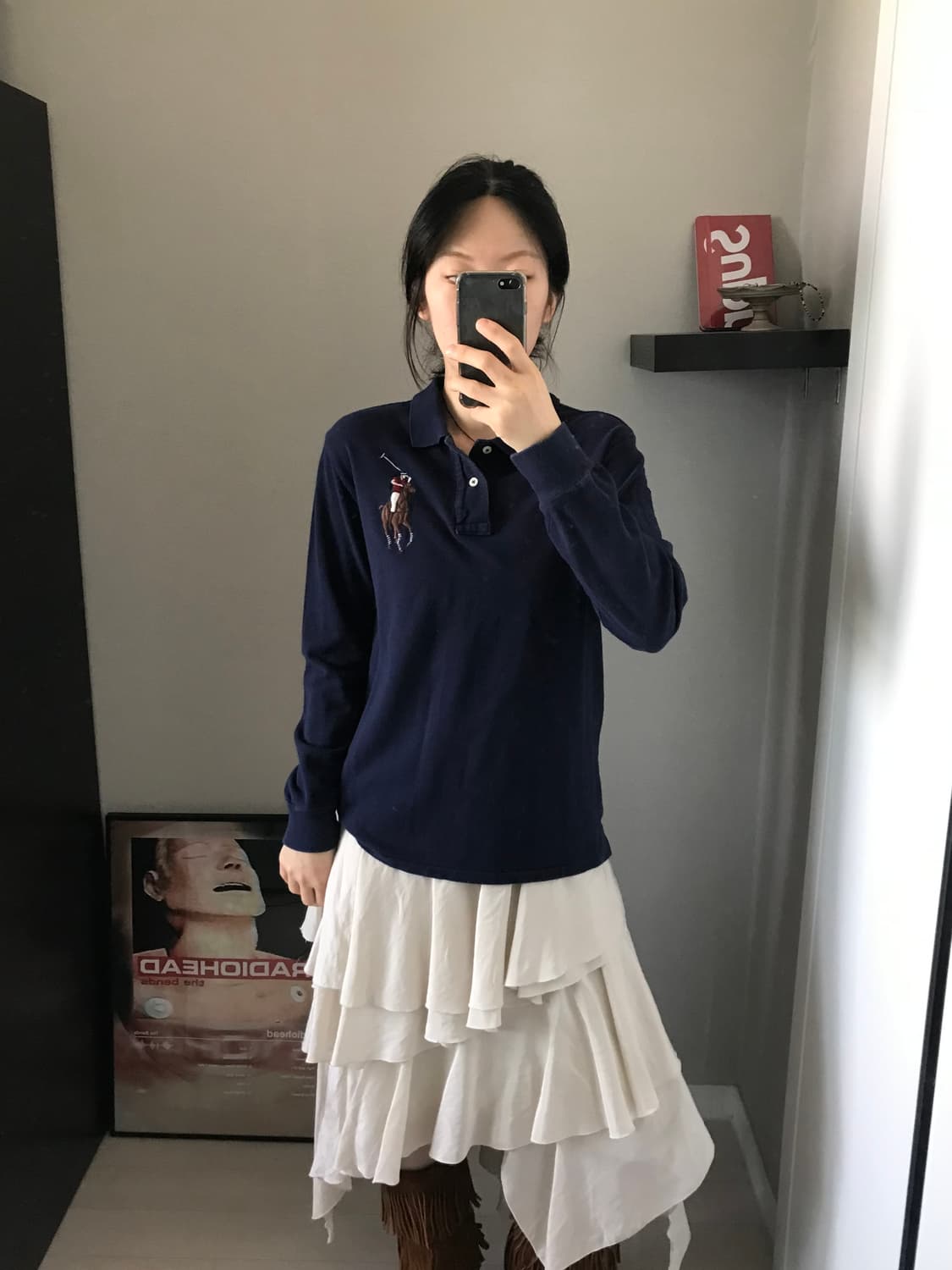 폴로 랄프로렌 빅 포니 로고 네이비 긴팔 카라티 상품이미지1