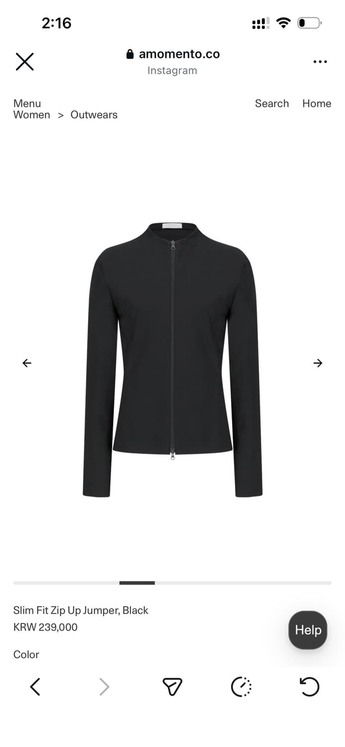 아모멘토 슬림 집업 점퍼 상품이미지1