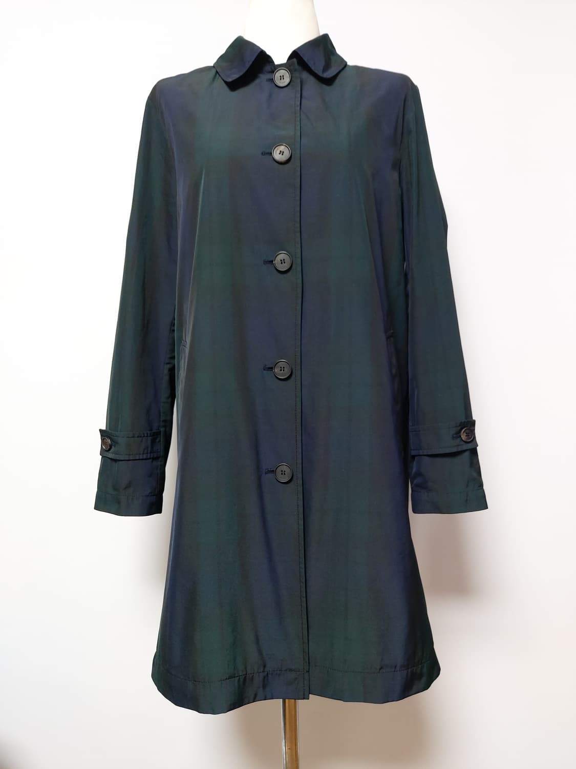 BCBG 다크 그린 타탄 체크 패턴 트렌치코트(85)

 상품이미지1