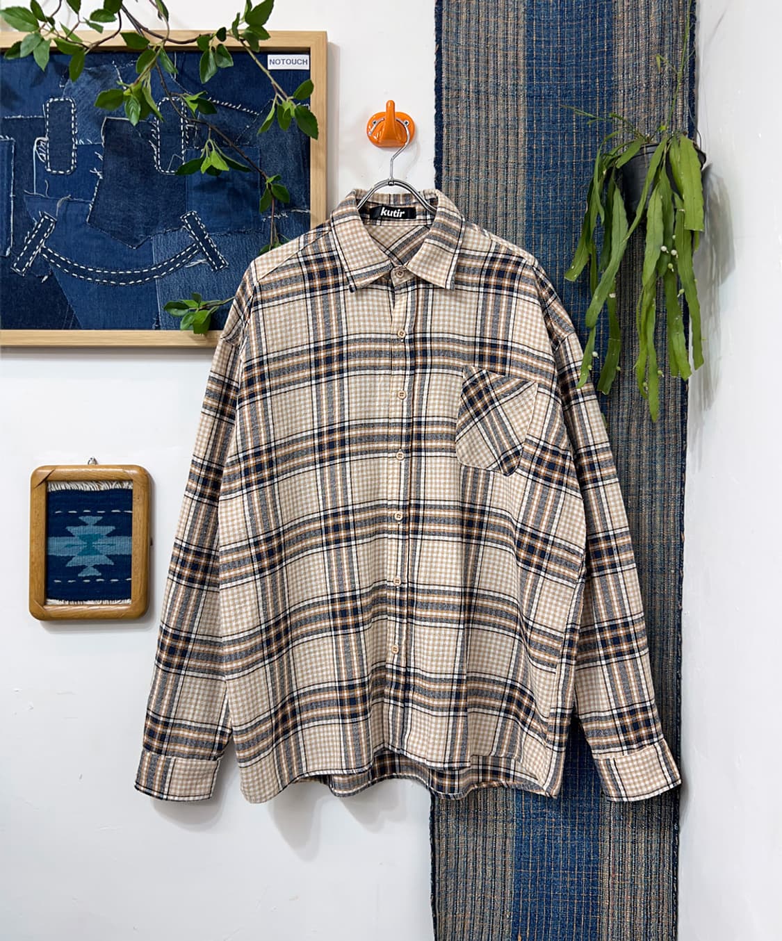 KUTIR   Loose-Fit Flannel Shirt 상품이미지1