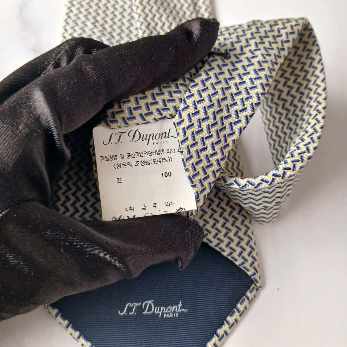 에스.티. 듀퐁 넥타이 옐로우 기하 패턴 8.8cm S~A+등급 G31 상품이미지9