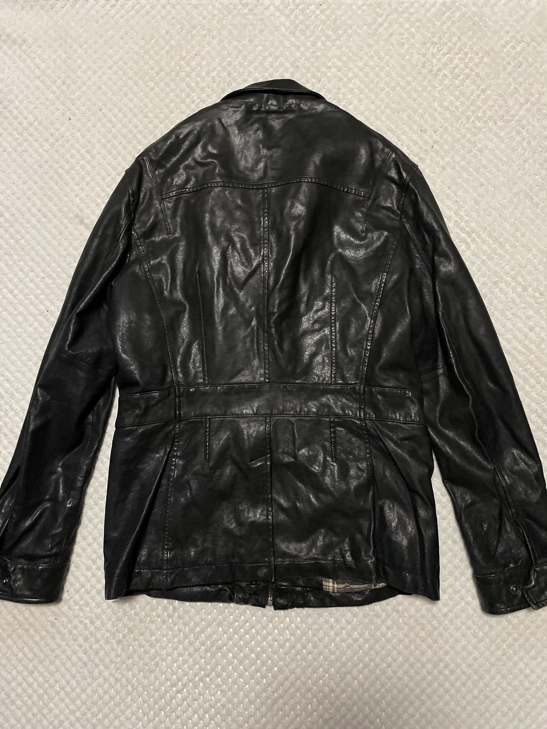 웨스턴 무드 이태리 램스킨 양가죽 절개 포켓 레더 자켓 상품이미지3