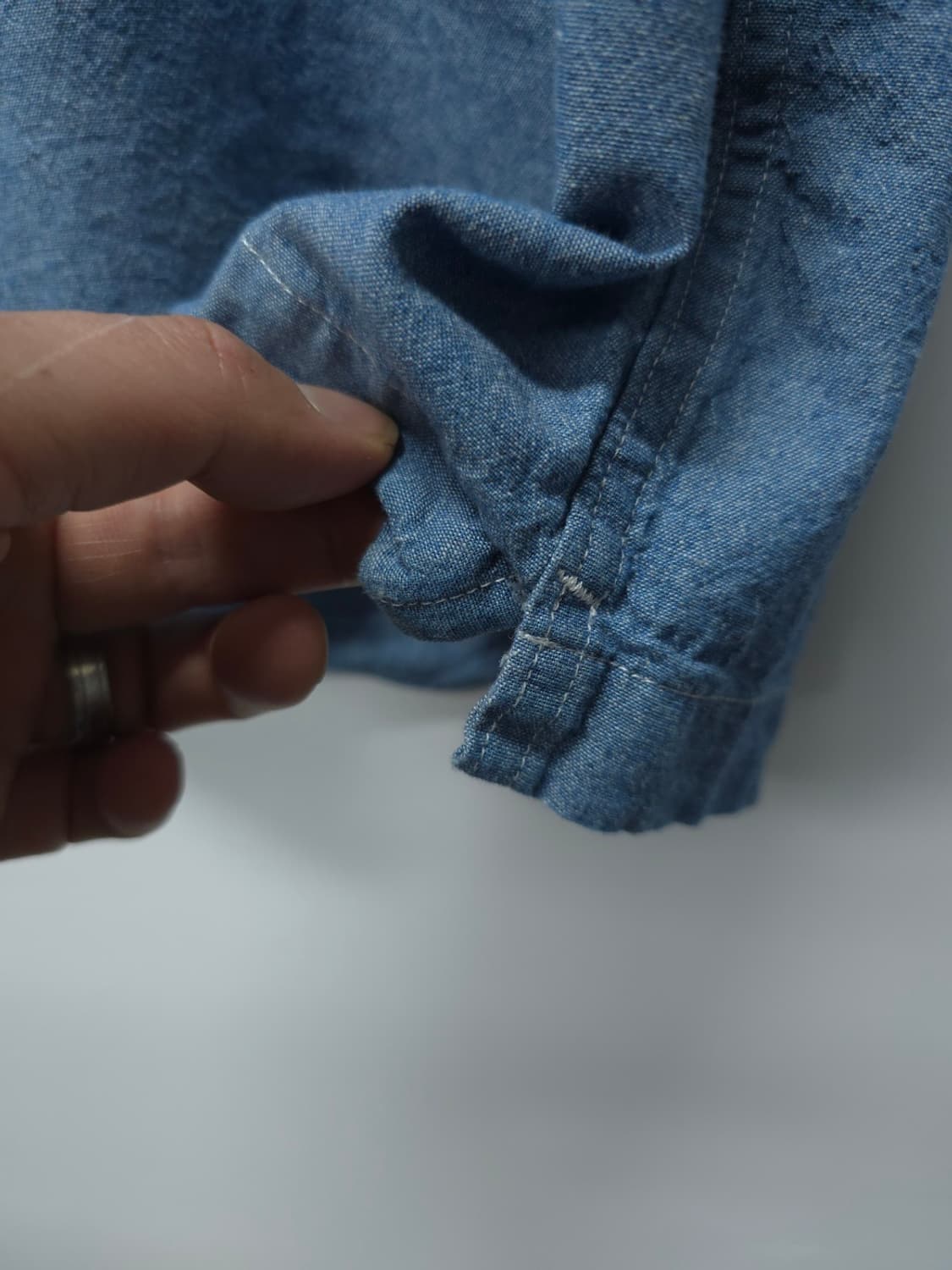 아웃스탠딩 샴브레이 오픈카라 남성 워크 셔츠 (95~100) 상품이미지6