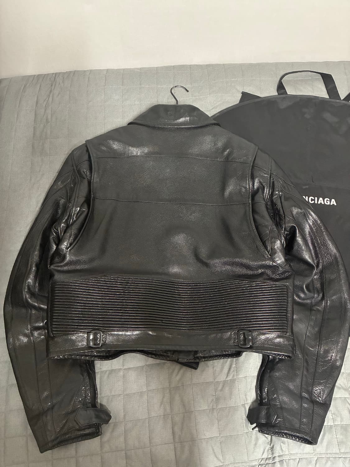 [46] 발렌시아가 로고 버팔로 레더 바이커 가죽 자켓 상품이미지2