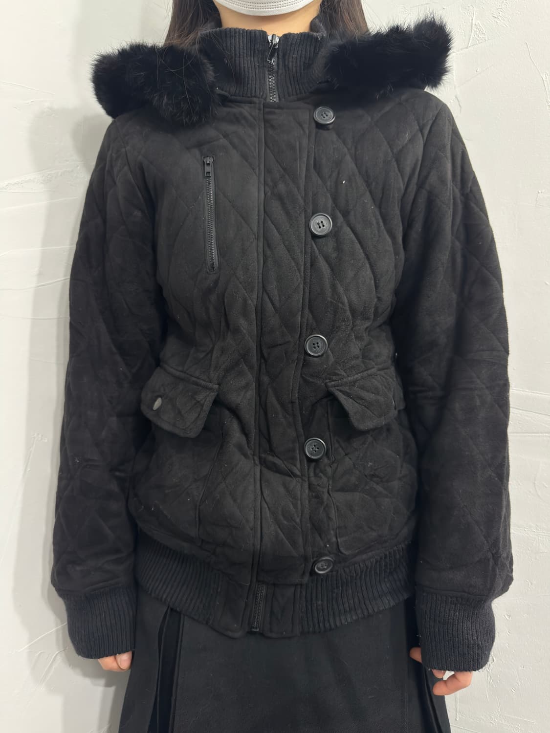 fur hood button jacket 상품이미지1