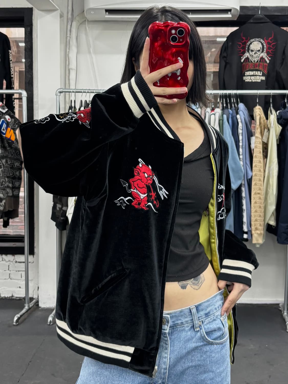 JPN 테드맨 리버시블 벨벳 스카잔 상품이미지3