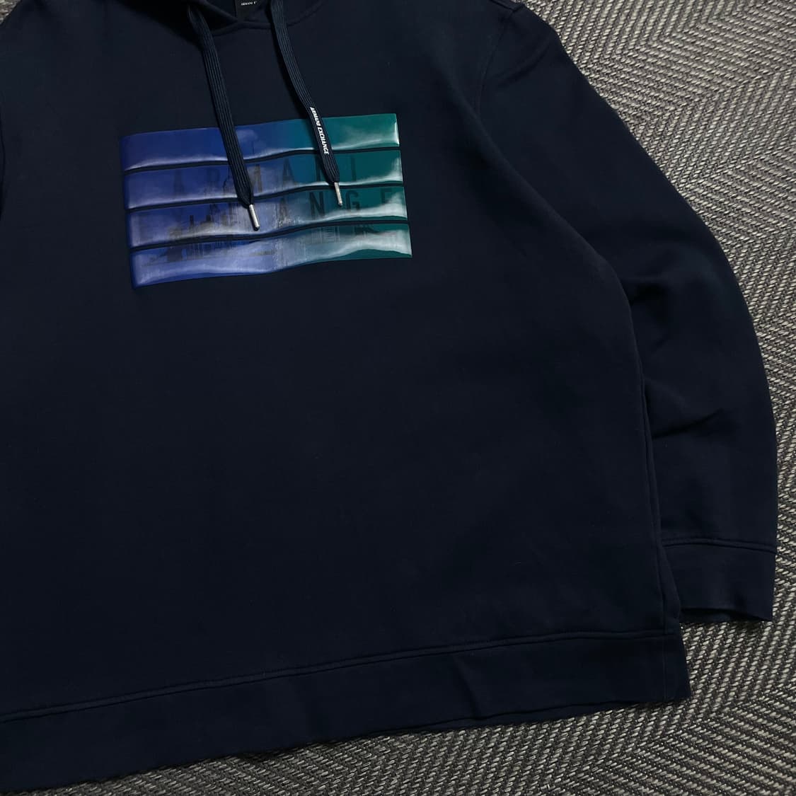 아르마니 익스체인지 빅로고 박시핏 후드 티셔츠 네이비 y 4693 상품이미지4