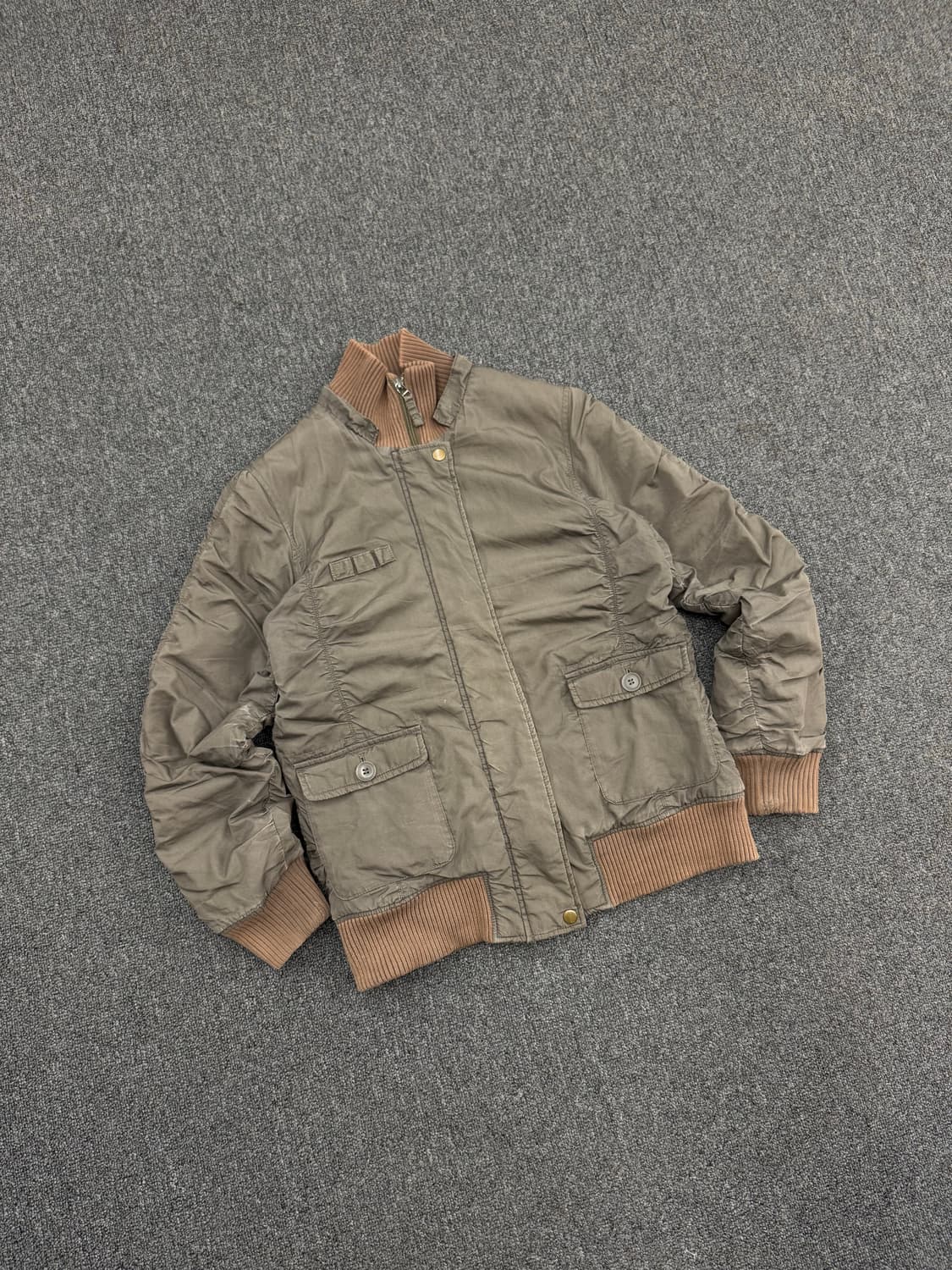 M)Japanese vintage Sunlucas 올리브 니트 봄버자켓 상품이미지1