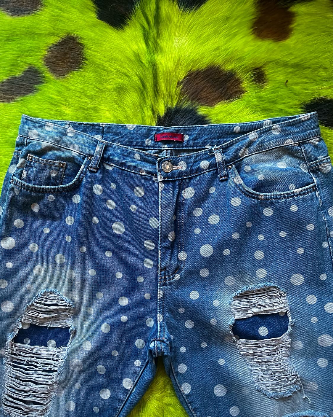 JPN Vintage Dot Pattern Wide Denim Pants 상품이미지5