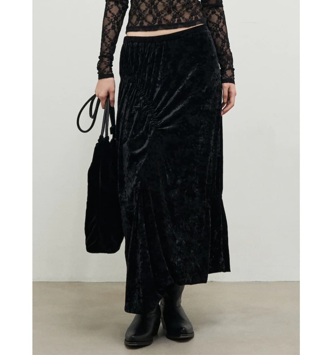 앙개  Velvet Shirring Skirt 상품이미지2