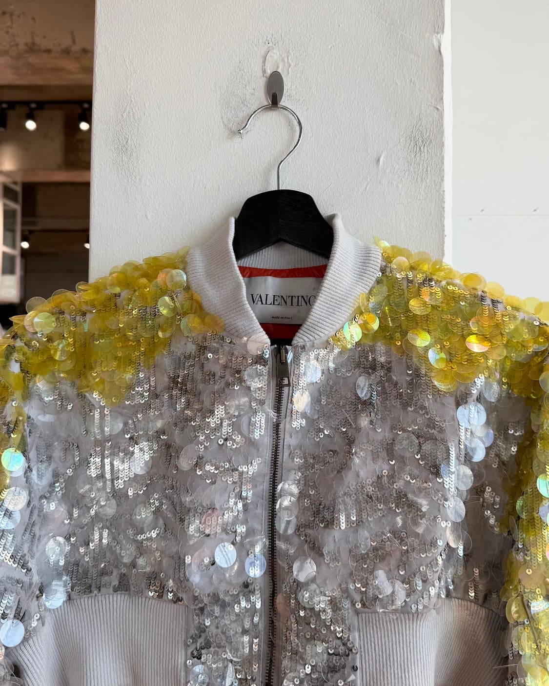 발렌티노 옐로우 스팽글 크롭 봄버 자켓  상품이미지3