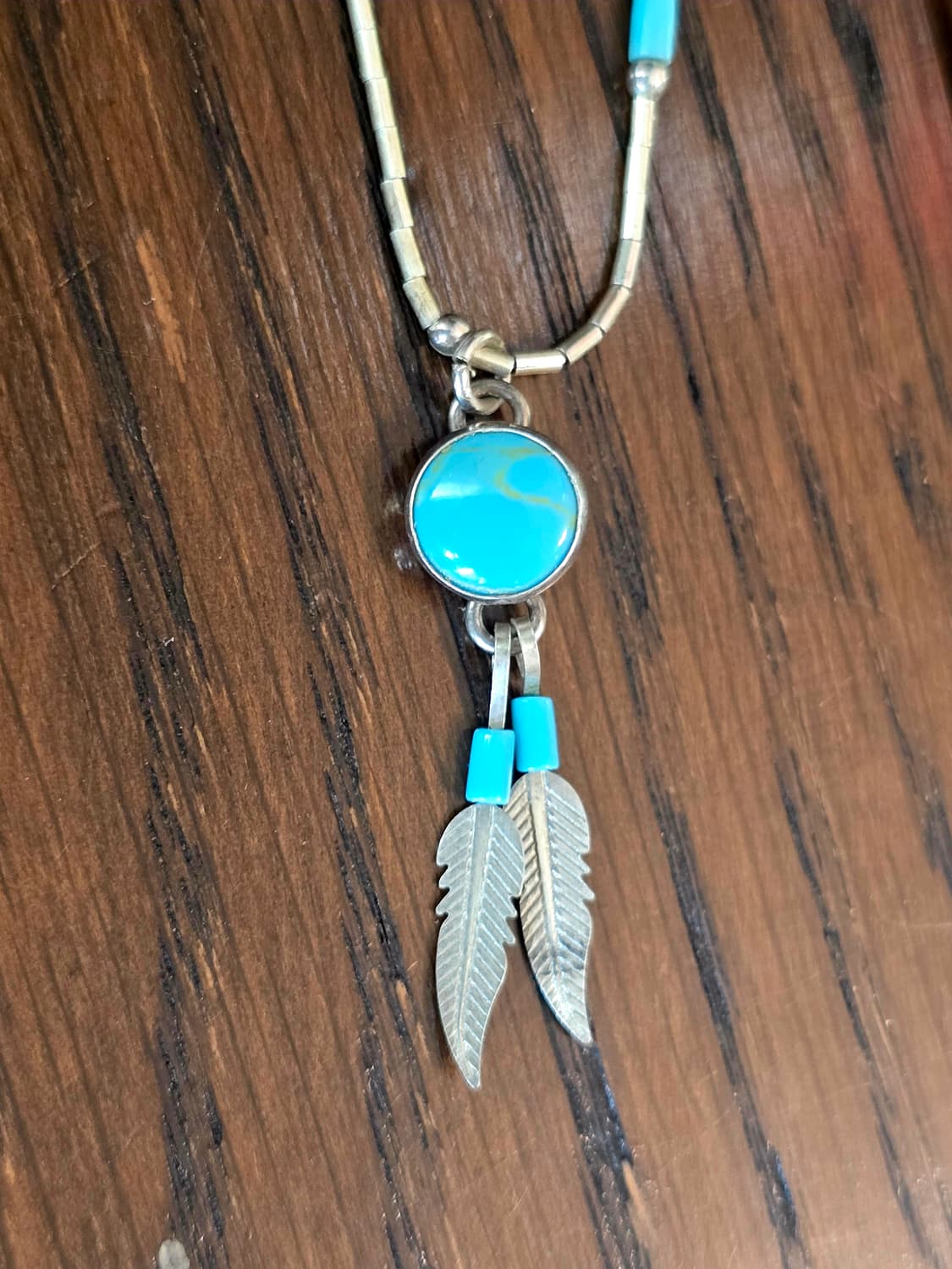 🇺🇸네이티브 아메리칸 실버 터키석 깃털 목걸이 상품이미지6