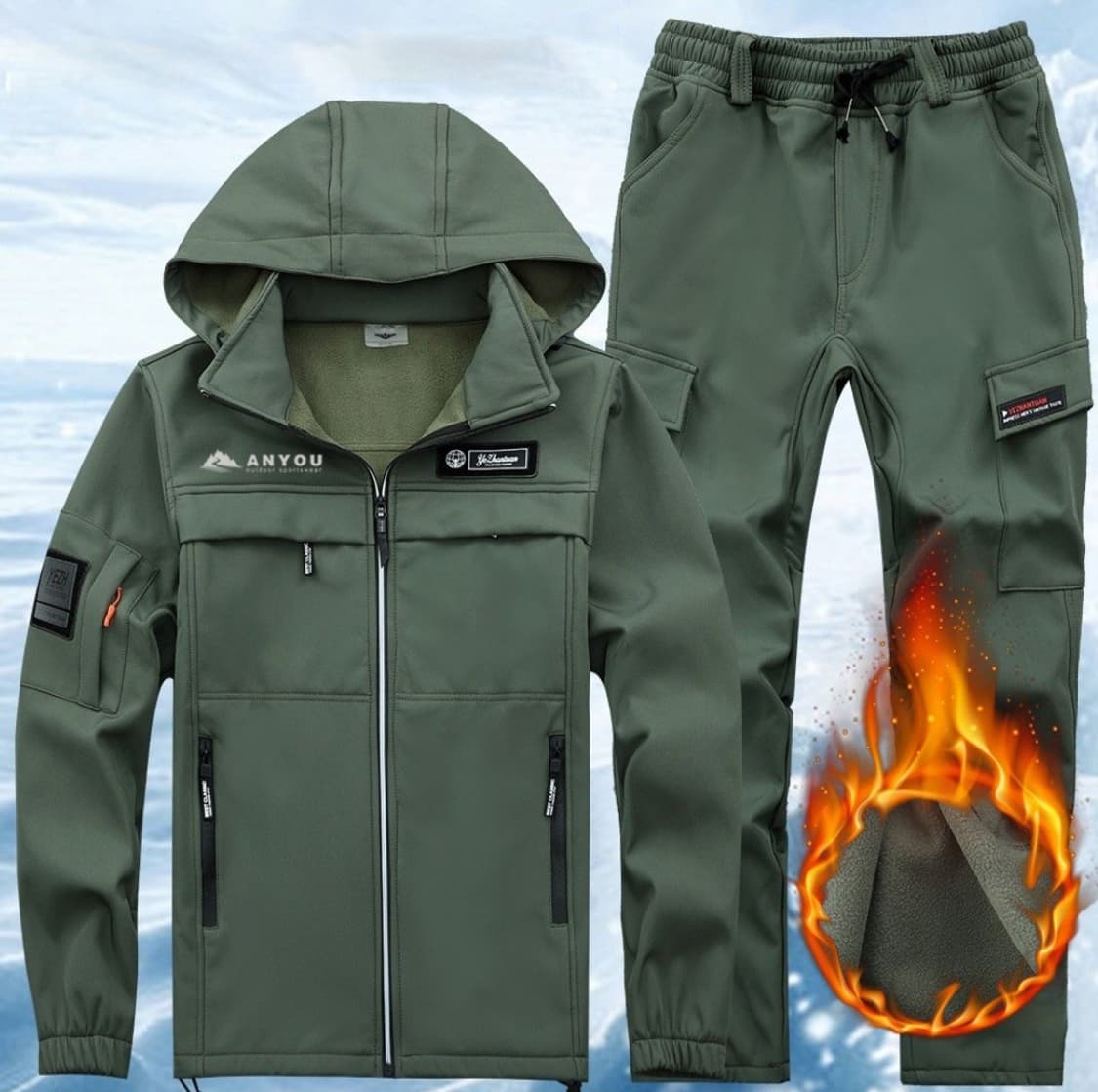 남자 겨울 기모 상하의 세트 방한복 따듯한 방수 보온 아웃도어 작업복 방 상품이미지7