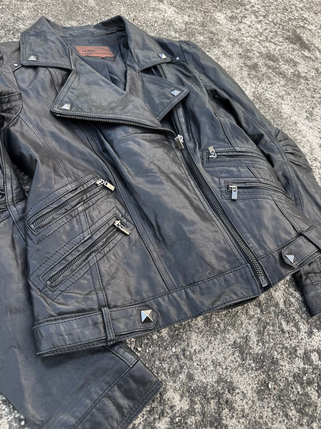 Leather Biker Zip Jacket 상품이미지3