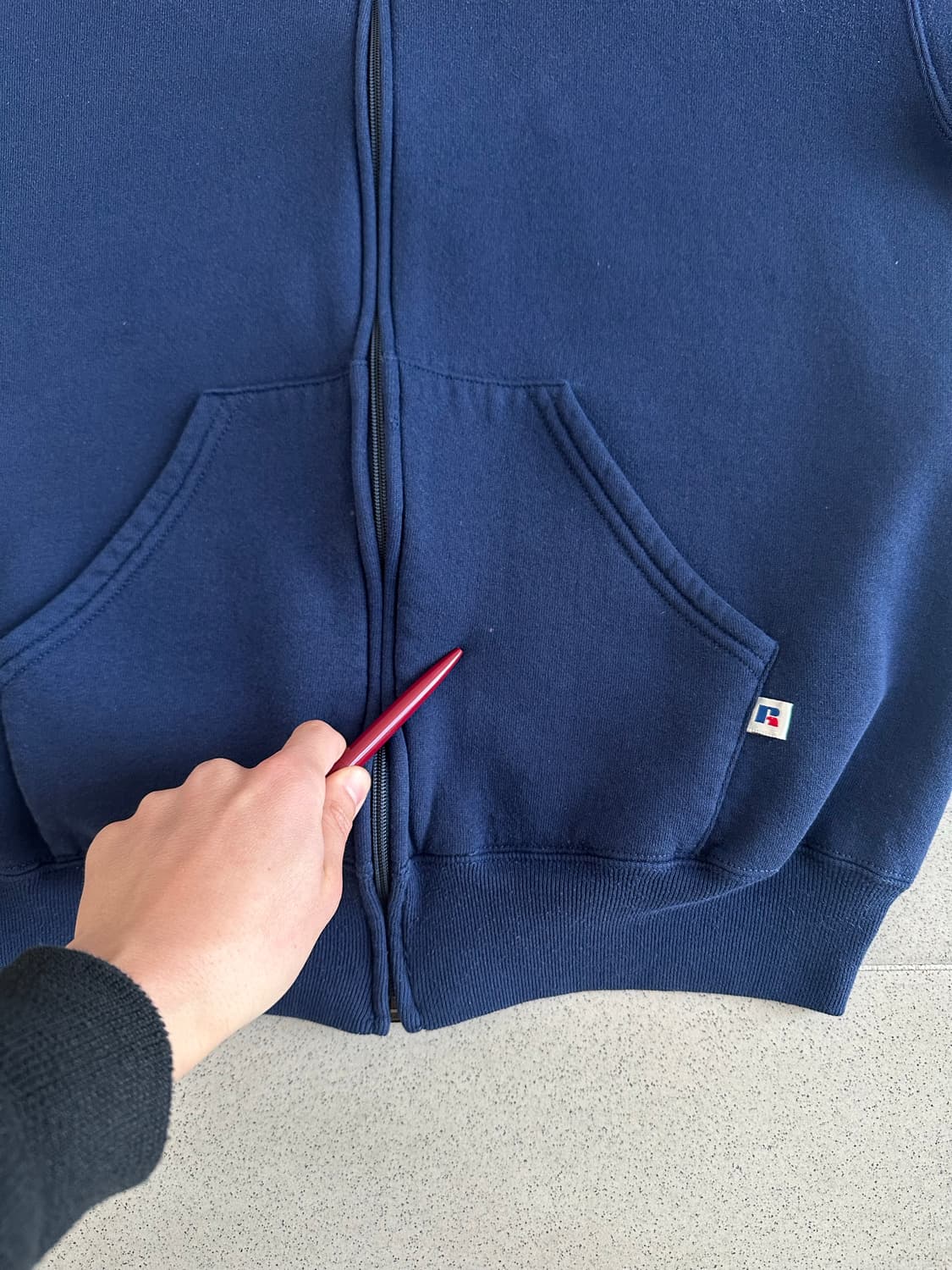 90s 빈티지 러셀 후드집업 네이비 L USA 상품이미지5