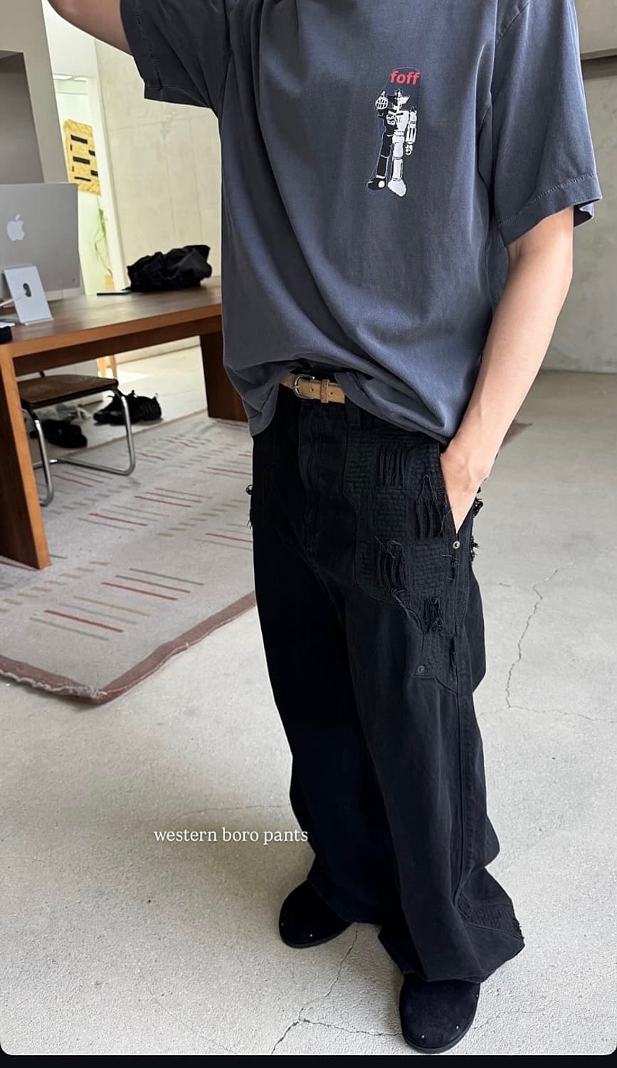 4) 폴리테루 1011 웨스턴 보로 팬츠 블랙 트윌 상품이미지5