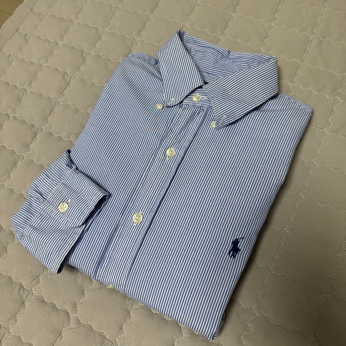 폴로 랄프로렌 블루 스트라이프 포플린 셔츠 슬림핏 L 상품이미지2