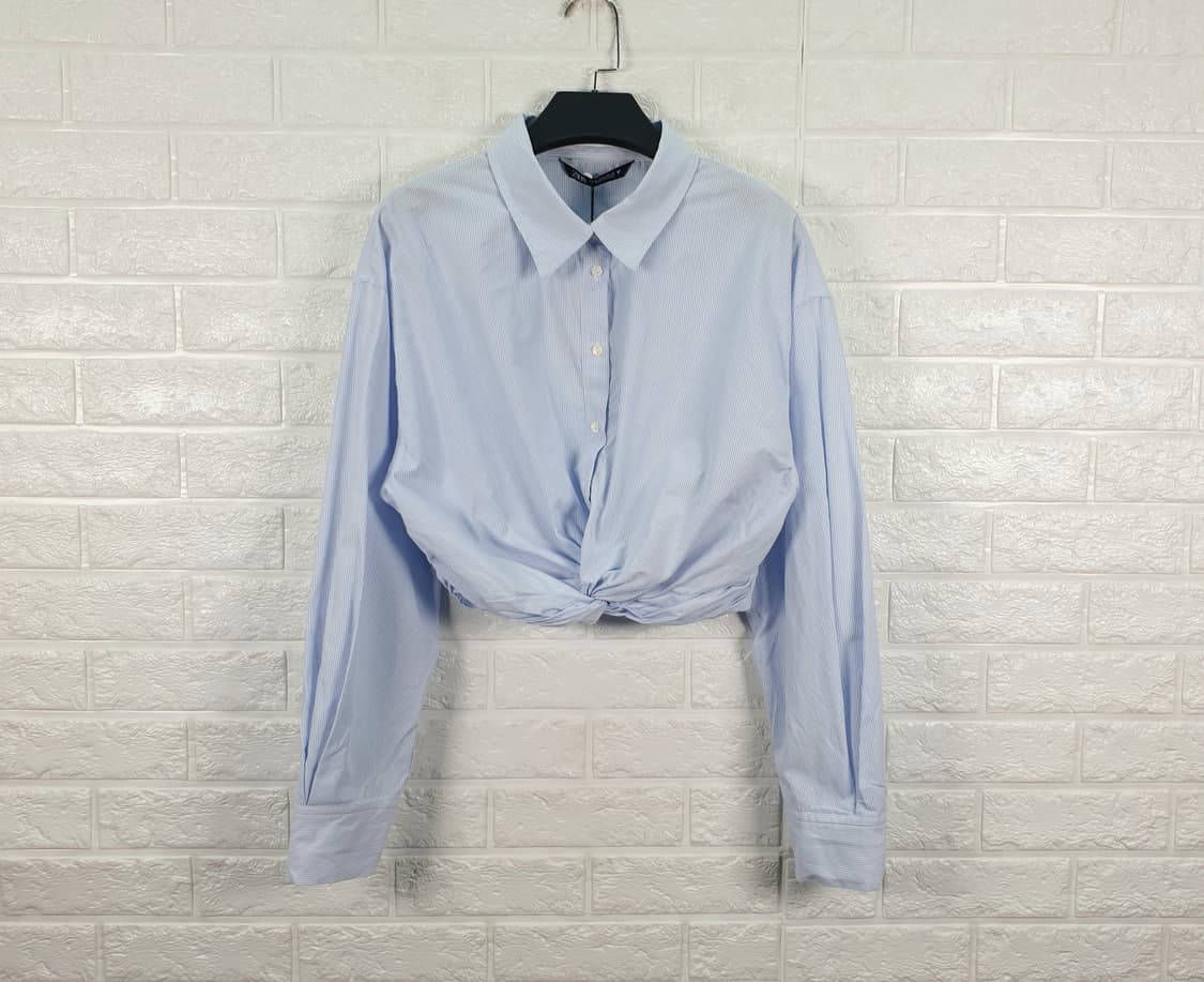 [M]자라 스트라이프 꼬임 크롭 셔츠 (새상품) 상품이미지2