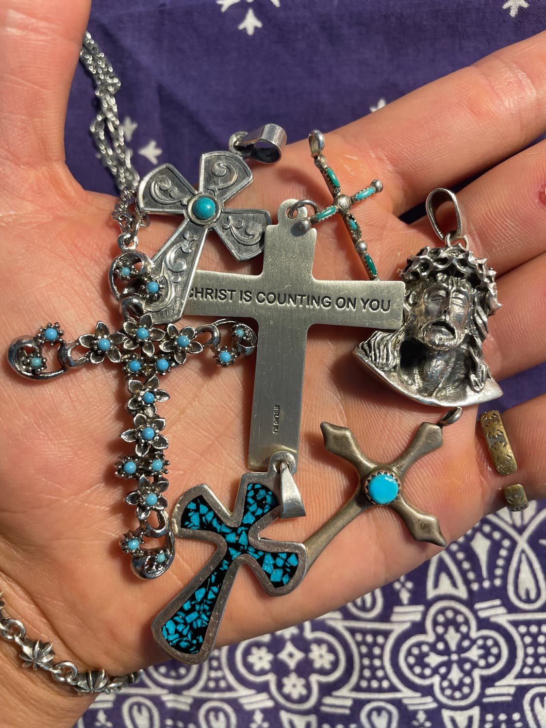 Vintage Sterling Turquoise Cross Pendant 상품이미지6