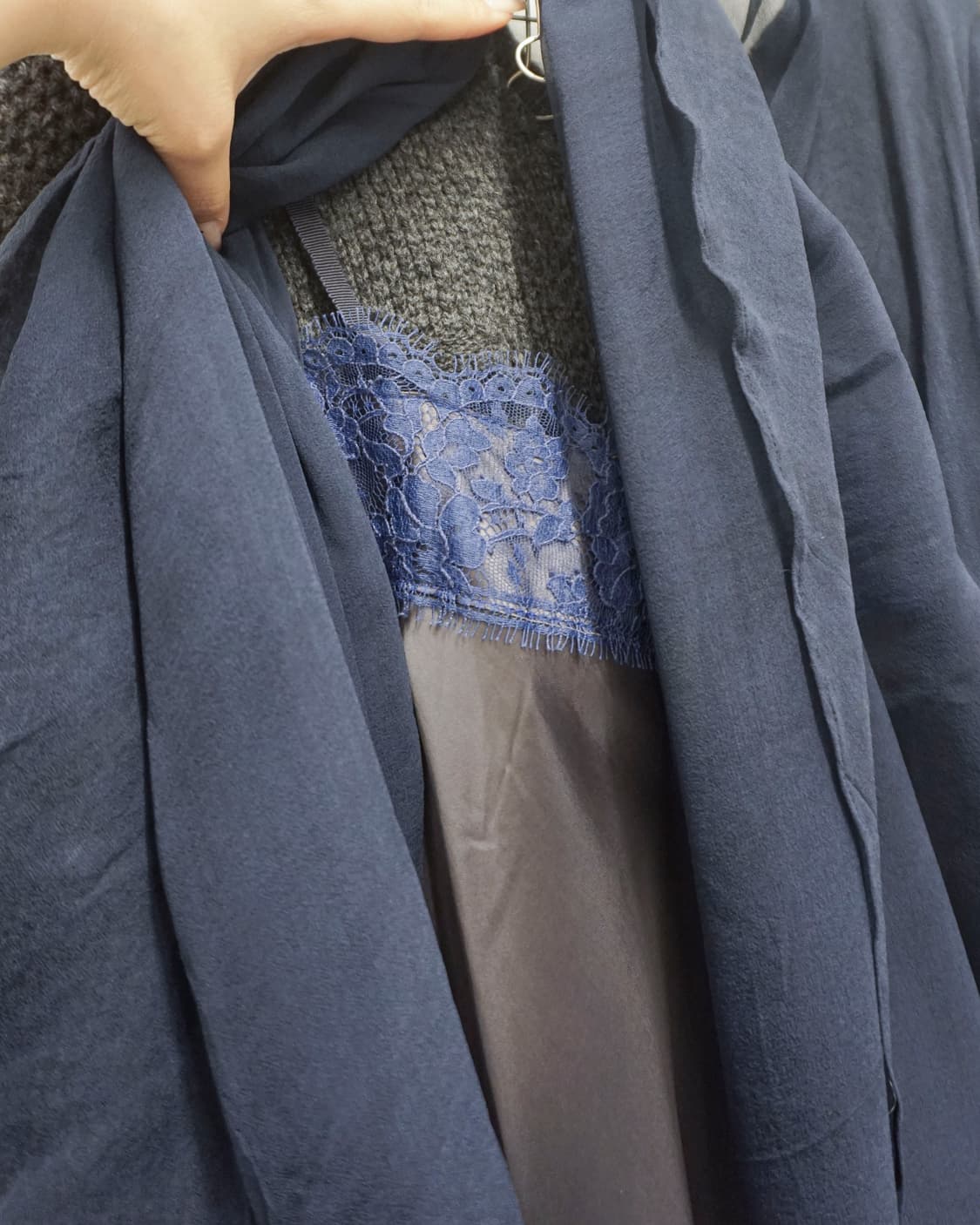 SACAI layered knit chiffon dress 상품이미지9